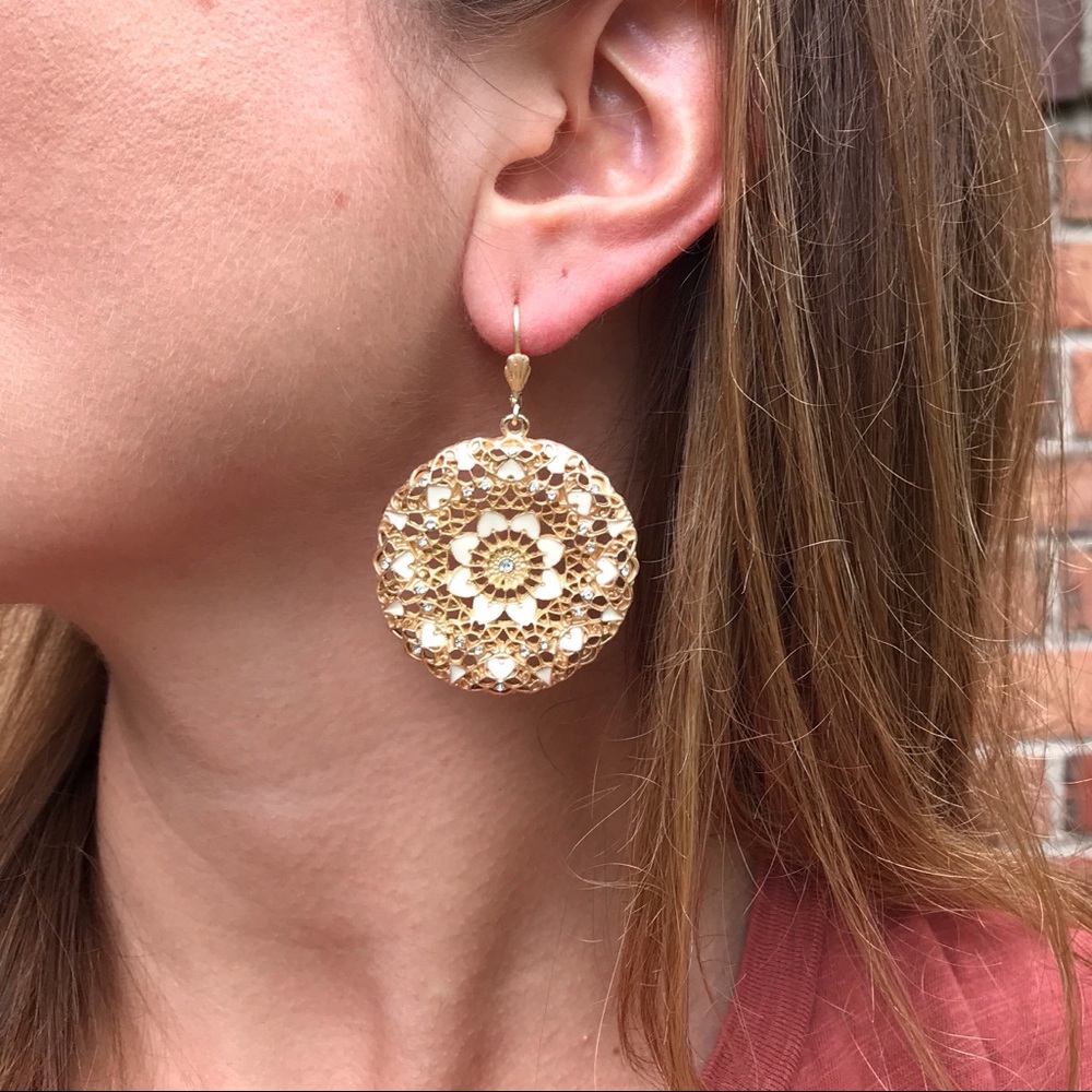 Anthropologie Floral Disc earrings